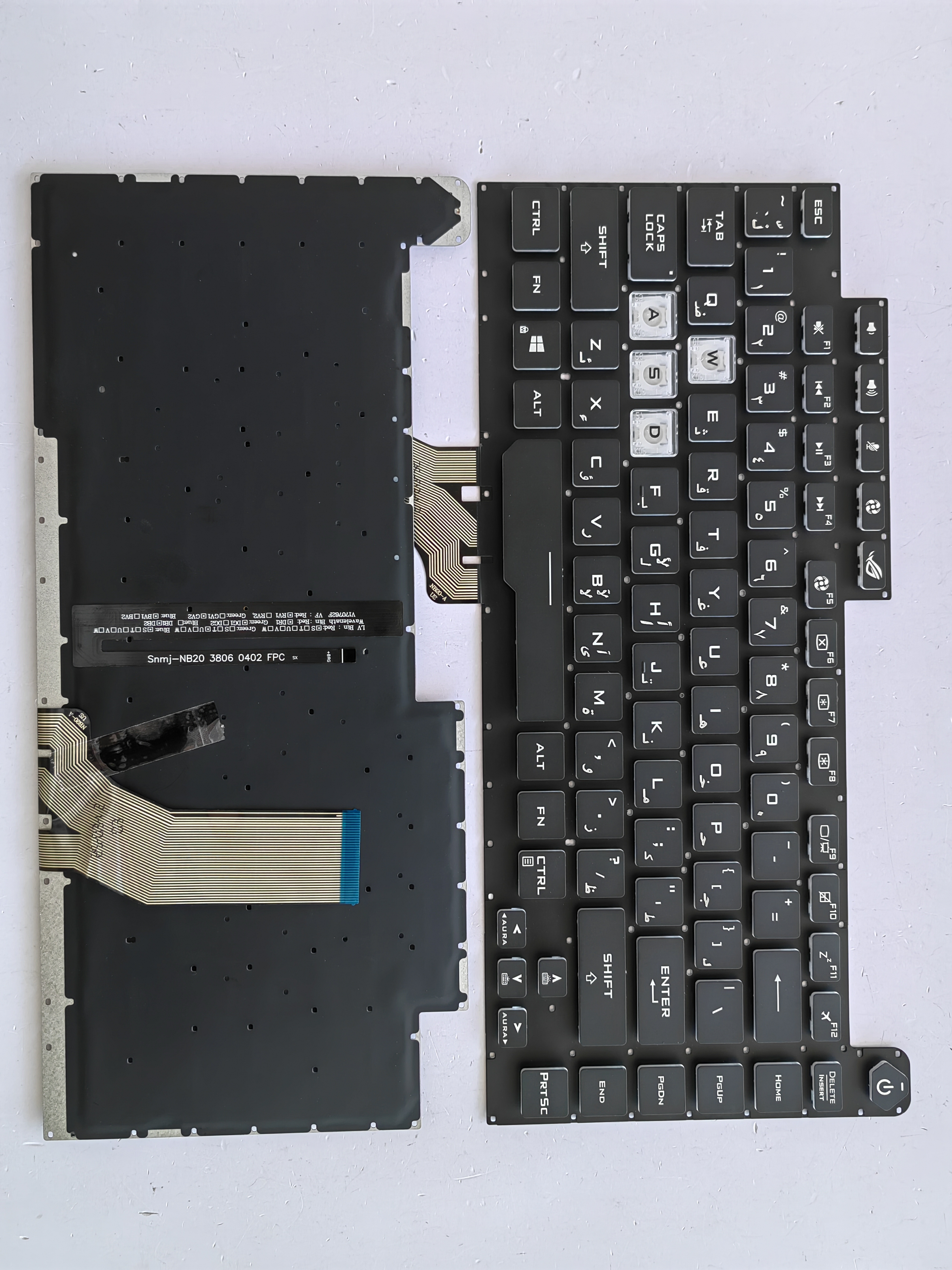 Picture of New Replacement Laptop Keyboard For ASUS G531/G512/GL531 colorful backlight thin cable BLACK Backlit,White Side (OEM) AR Layout